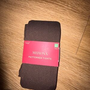 Merona Patterned Tights featuring a herringbone design brown medium NWT